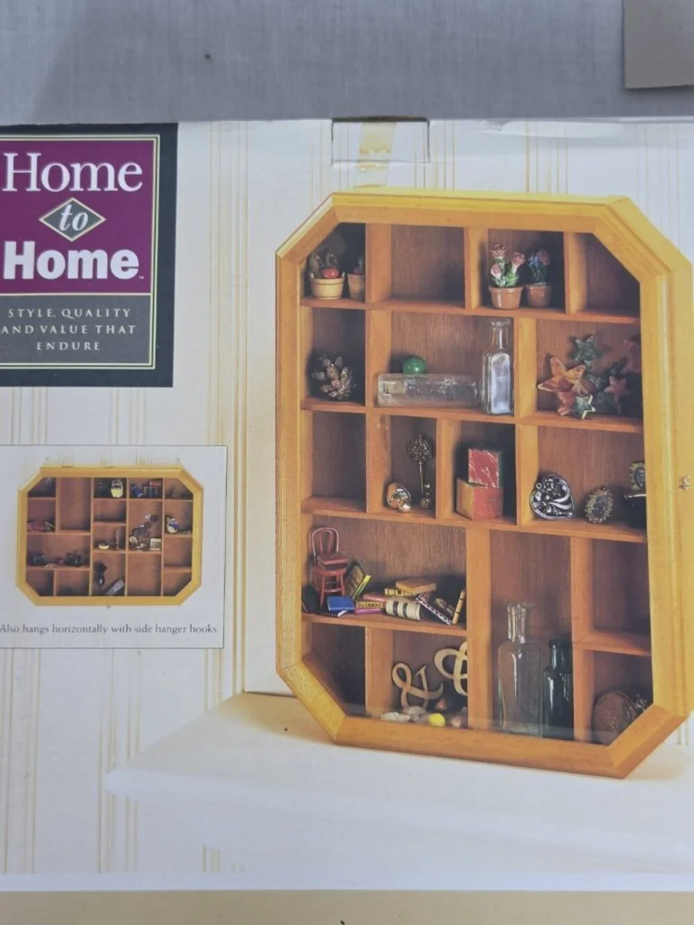 Vintage Wood Glass Door Trinket Curio Shelf Display NEW Cottagecore Grandma